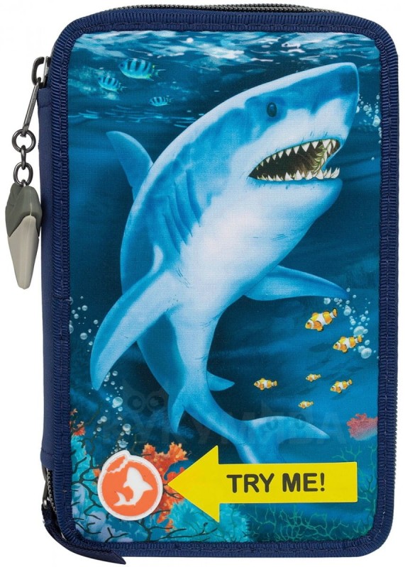 Trójdzielny Piórnik Świecący, z Wyposażeniem Rekin - TOP Model