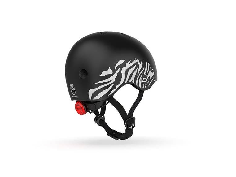 Kask ochronny z lampką LED na hulajnogę i rower dzieci 1-5 lat Czarny Zebra - Scoot & Ride