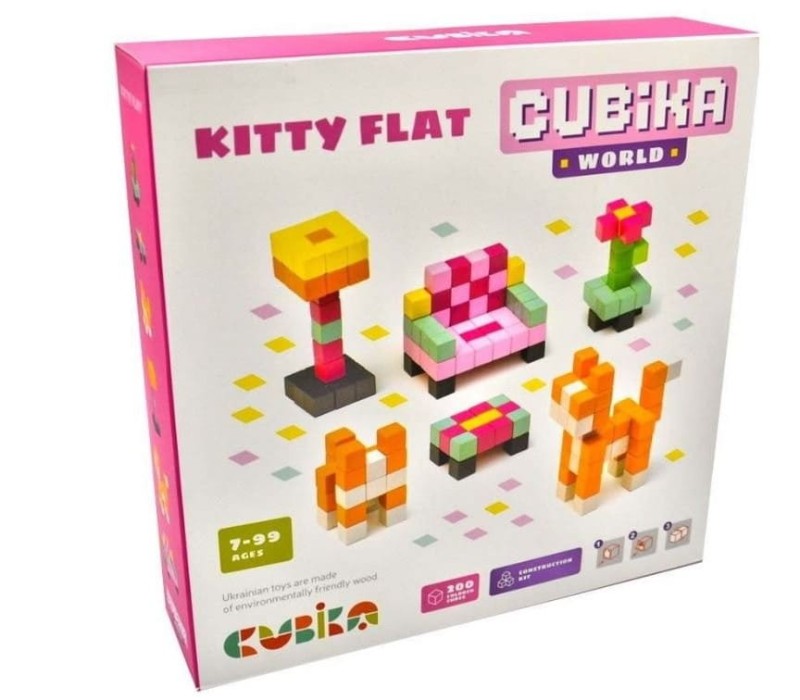 Drewniana układanka Pixele 3D Kitty - Cubika