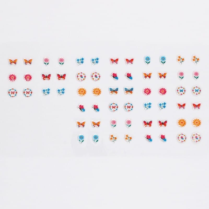 Kolczyki samoprzylepne kwiatki motylki Rex London