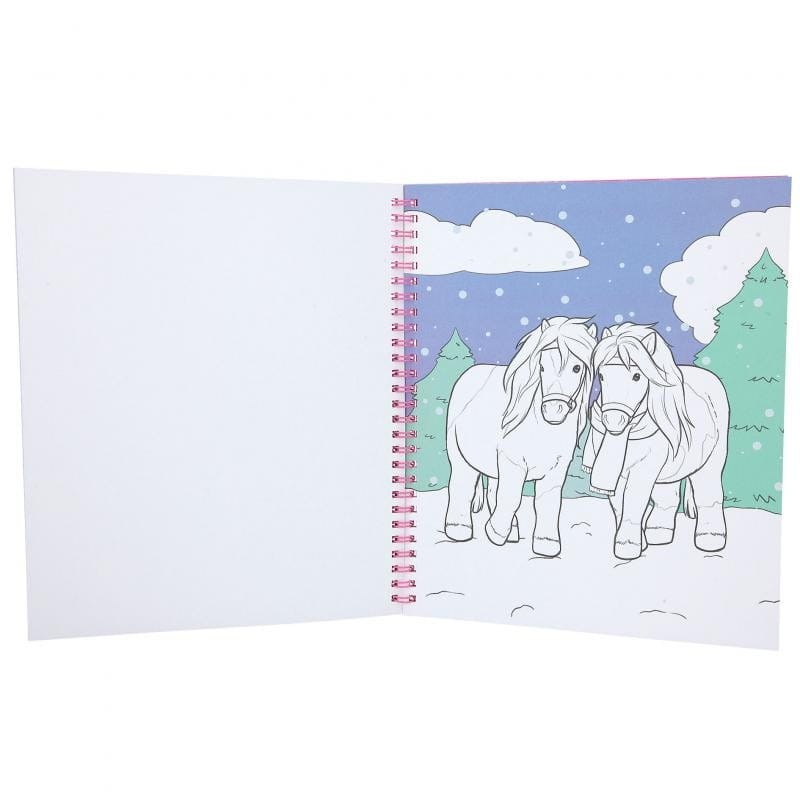 Kolorowanka z Naklejkami Konie Fur Appliqués - Miss Melody