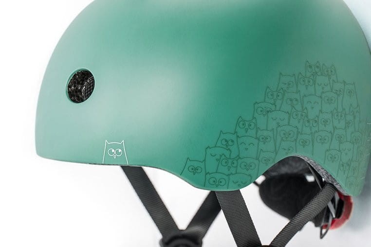 Kask z Odblaskami i Lampką LED Ultralekki na Hulajnogę i Rower  dzieci 1-5 lat Forest Owl - Scoot & Ride
