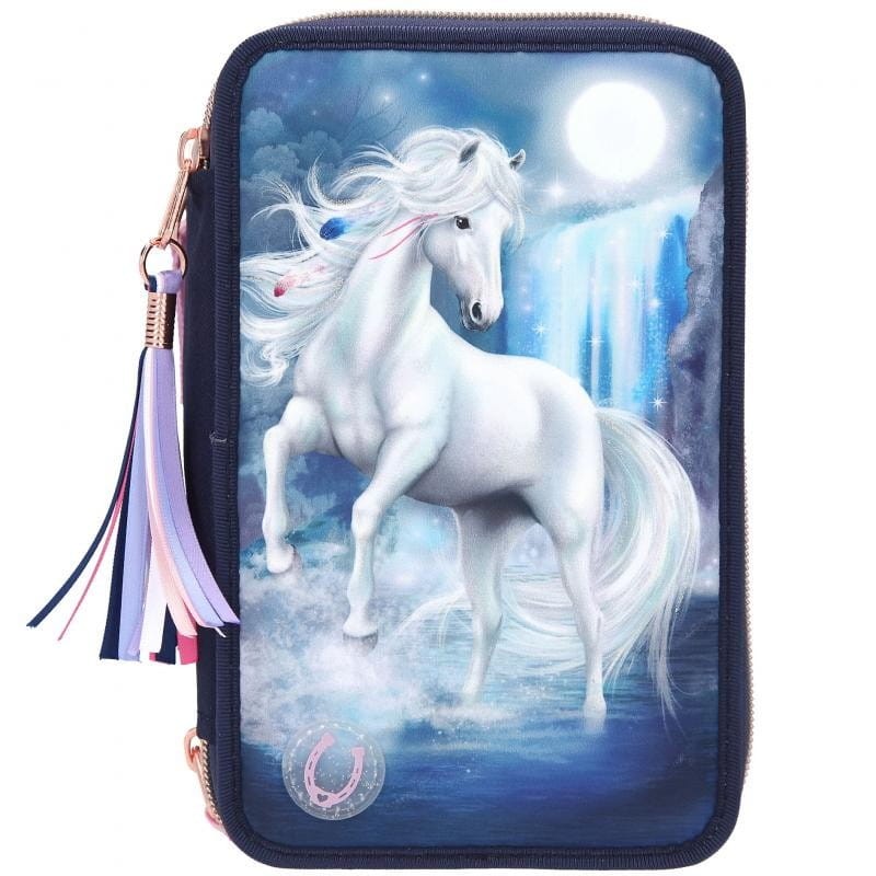 Potrójny Piórnik z Koniem Podświetlany Led - Miss Melody