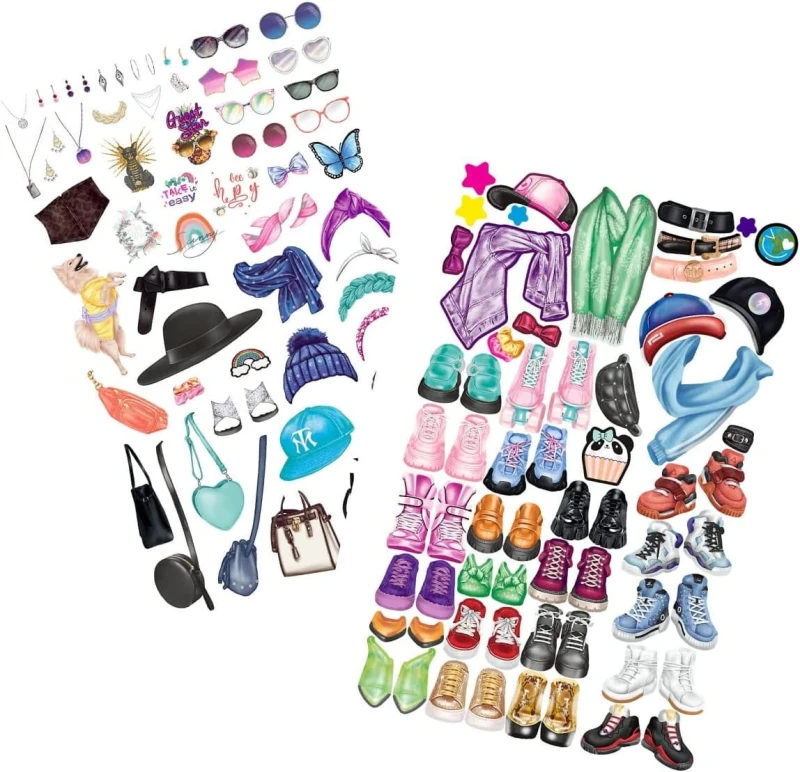 Kolorowanka z Sylwetkami, Naklejkami, Kredkami Ubieranki - Top Model