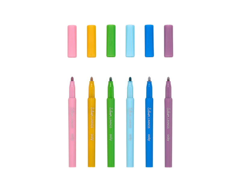 Metaliczne Pisaki Flamastry Silver Linings 6 szt. - Ooly