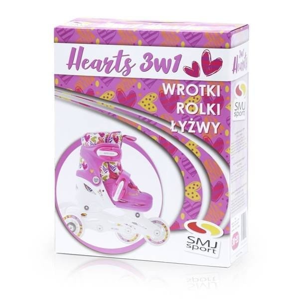 Łyżworolki Wrotki LED 3w1rozmiar 26-29 Hearts SMJ Sport