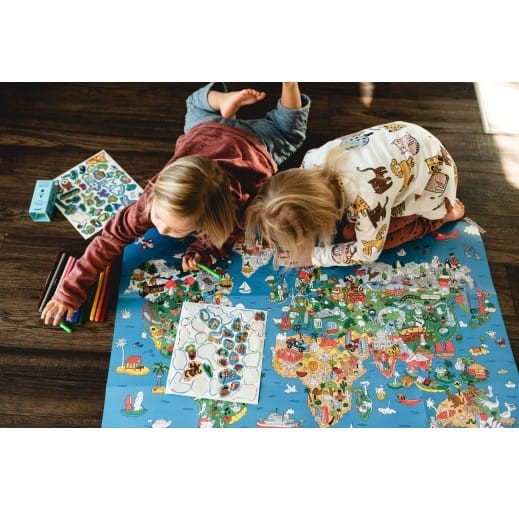 Plakat z Naklejkami Atlas Mapa Świata - omy