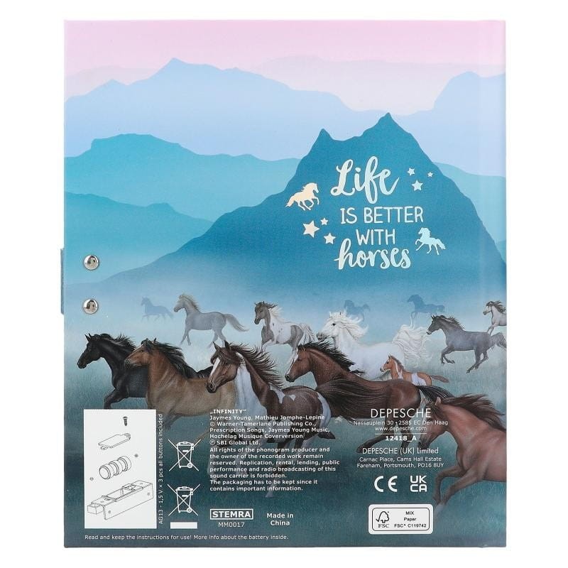 Grający Pamiętnik na Kod Hasło z Dźwiękiem Konie - Miss Melody