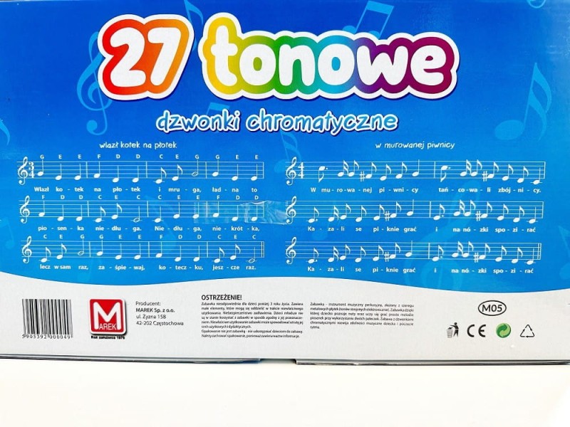 Cymbałki Dzwonki chromatyczne 27-tonowe Szkolne