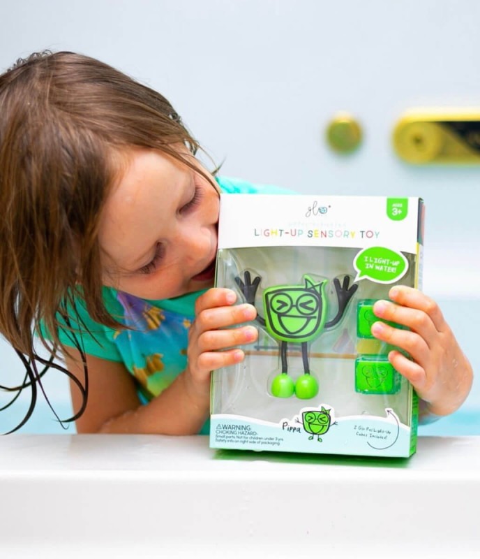 Glo Pals Ludzik LED świecący w Wodzie Zielony + 2 Kostki Sensoryczne