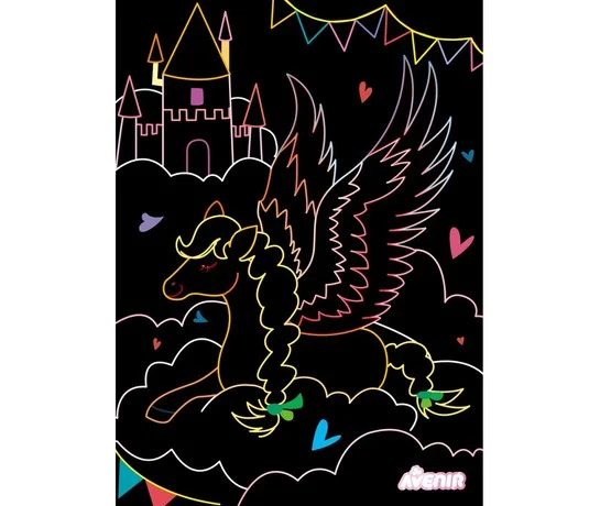 Kolorowe Wydrapywanki Pegazy 4 szt. Scratch Art - Avenir