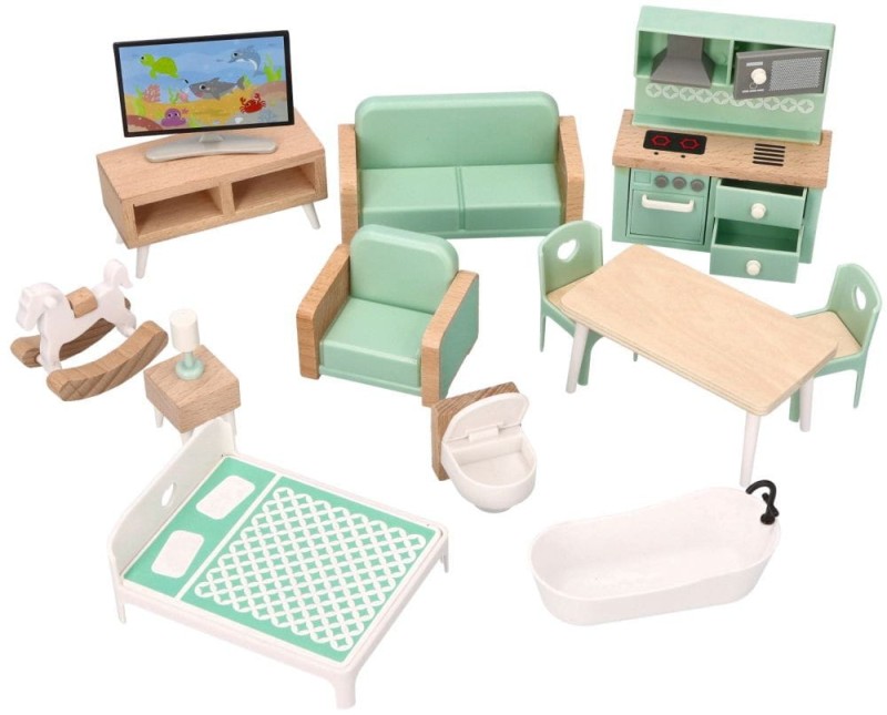 Piętrowy Domek dla Lalek z Mebelkami 50 cm - Adam Toys