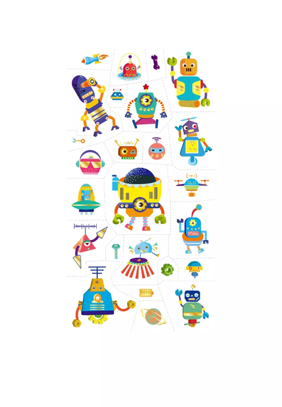 Tatuaże dla dzieci Roboty 50 szt. Błyszczące - Avenir