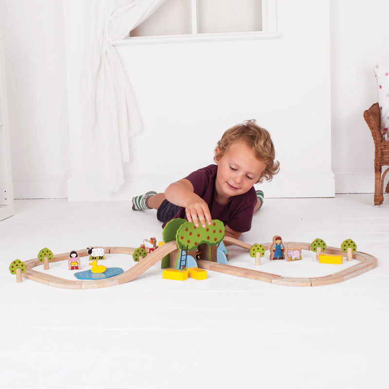 Farma pociąg i tory na wsi 44 el. - Bigjigs Rail