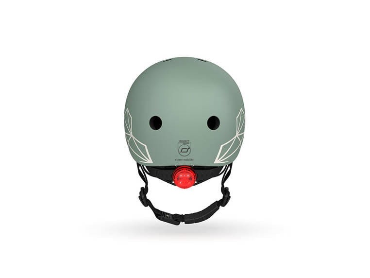 Ultralekki kask ochronny z lampką LED na hulajnogę i rower  dzieci 1-5 lat Green Lines - Scoot & Ride