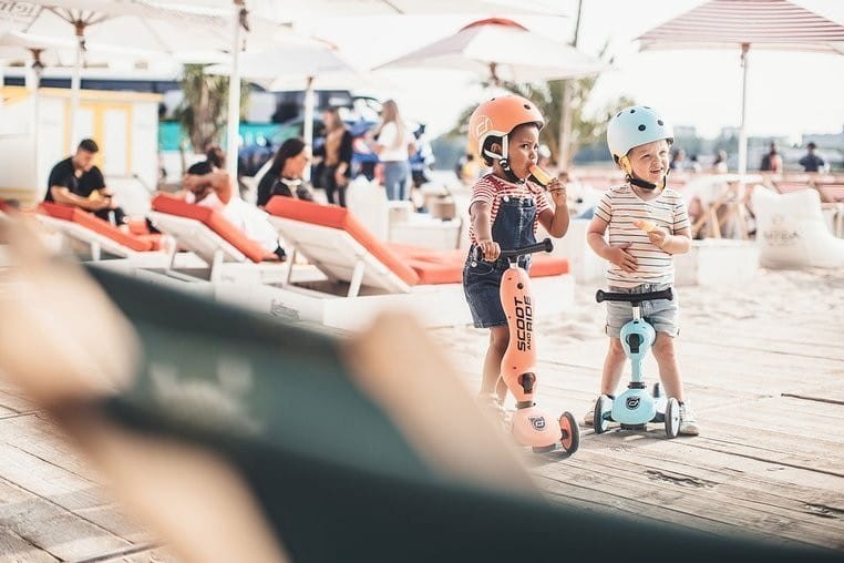 Kask ochronny z Lampką LED na Hulajnogę i Rower  dzieci 1-5 lat Blueberry - Scoot & Ride
