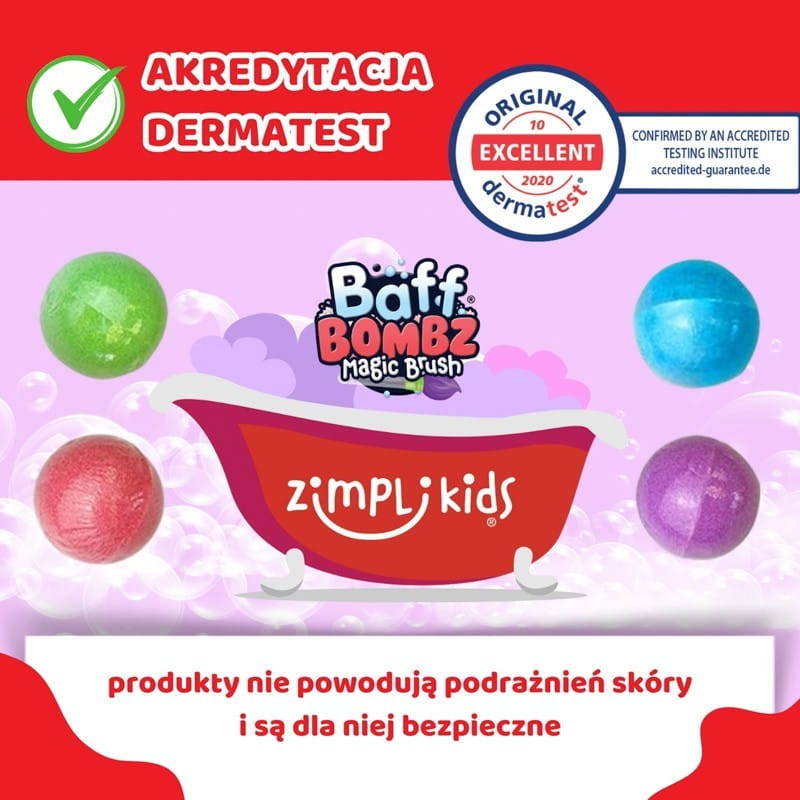 Kule do kąpieli 4 szt. z pędzlem Baff Bombz Zimpli Kids