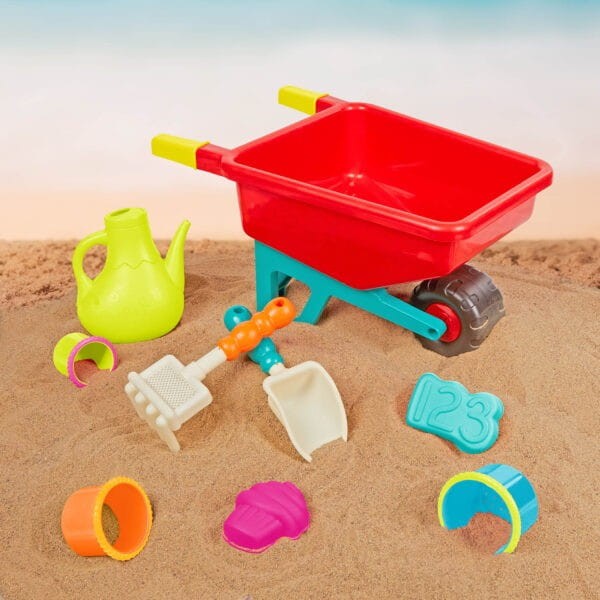 Taczka dla dzieci z konewką i zabawkami do piasku b.toys