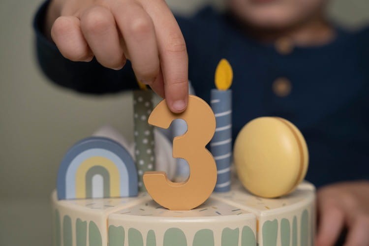 Tort Urodzinowy z cyferkami Ciasto błękit Little Dutch