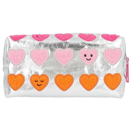 Kosmetyczka TOPModel srebrna w serduszka 21 x 11 cm