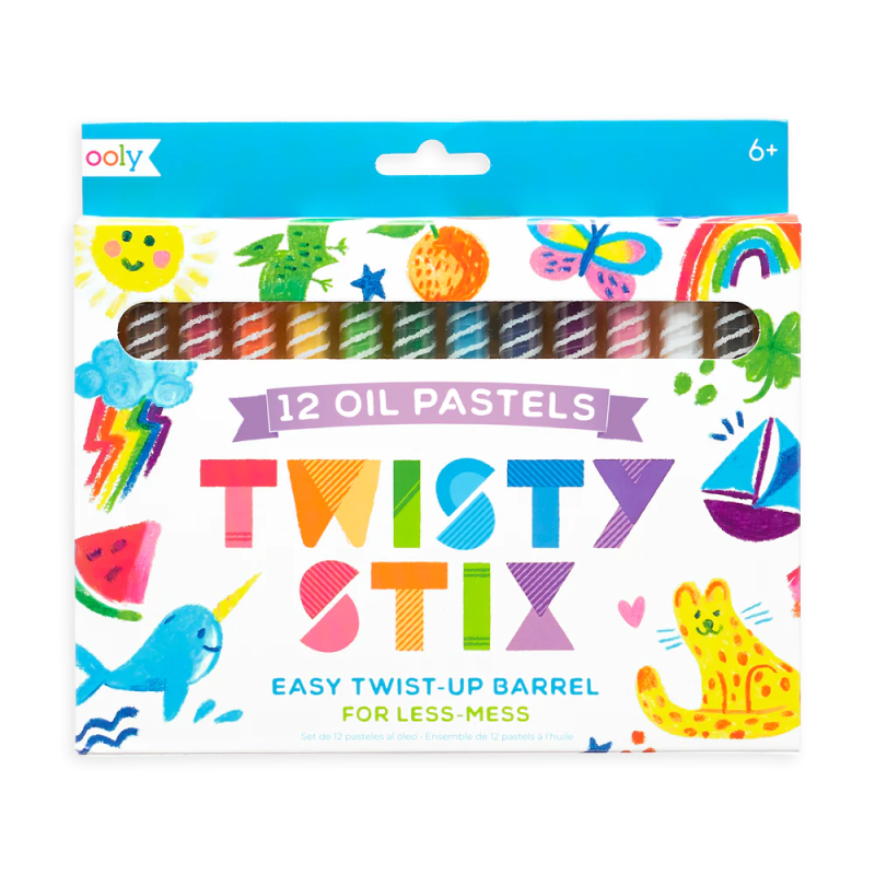 Kredki Olejne Pastelowe w Wysuwanym Etui 12 szt. Twisty Stix - Ooly