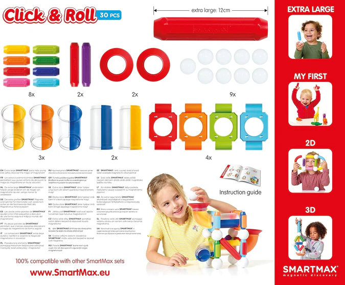 Smart Max Click Roll klocki magnetyczne 30 el. kulodrom