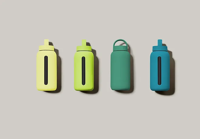 Szklany bidon butelka motywująca 720 ml w silikonowym etui Sunny Lemonade Muuki