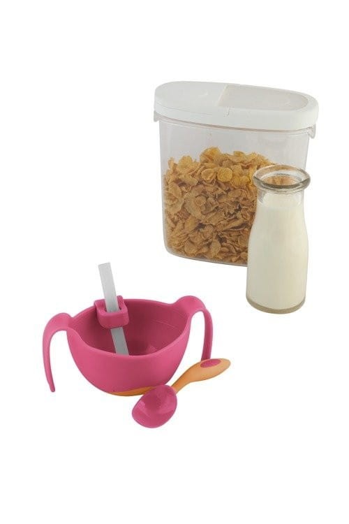 B.box - kubek niewysypek ze słomką 3w1 Bowl + straw róż
