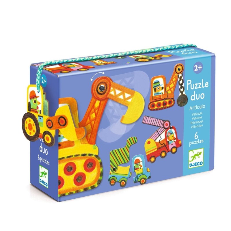 Puzzle dwuelementowe ruchome Pojazdy - Djeco
