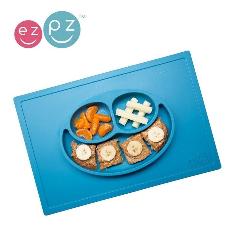 Silikonowy Talerzyk 2w1 Happy Mat Niebieski - ezpz