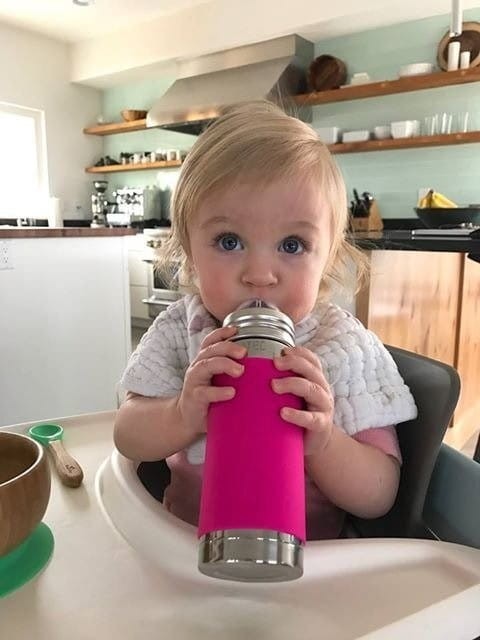 Termobutelka ze Słomką 260 ml Różowa - Pura Kiki