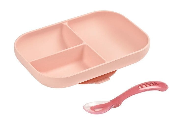 Trójdzielny Talerzyk z Przyssawką i Łyżeczka Pink - Beaba
