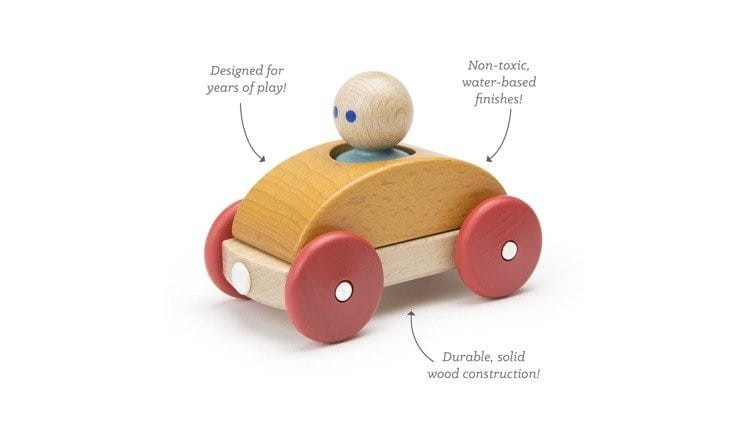 Drewniane klocki magnetyczne BABY & TODDLER Pomarańczowe Auto - TEGU