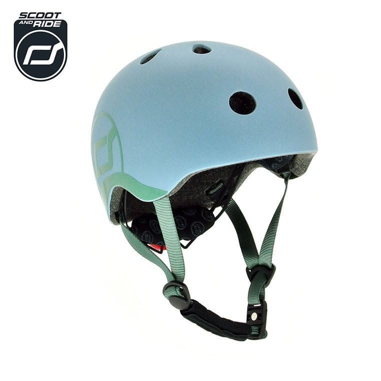 Ultralekki Kask Ochronny z Lampką LED na Hulajnogę i Rower  dzieci 1-5 lat Steel - Scoot & Ride