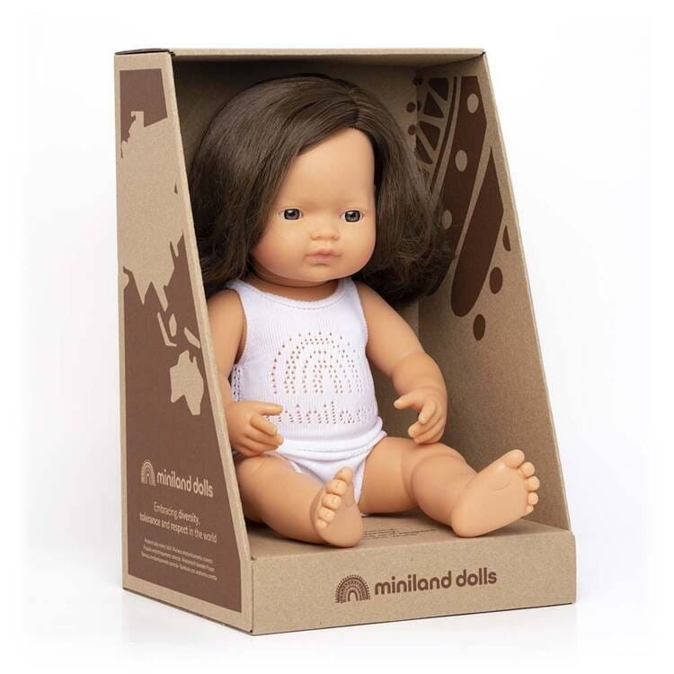 Pachnąca Lalka Dziewczynka Europejka brązowe włosy 38cm - Miniland Doll
