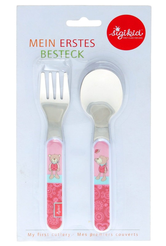 Sztućce dla dziecka widelec i łyżka Misia róż - sigikid
