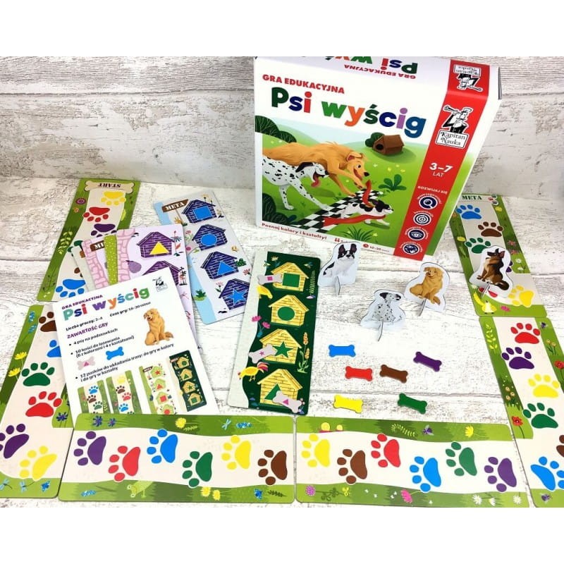 Psi wyścig. Poznaj kształty i kolory! Gra edukacyjna - Kapitan Nauka