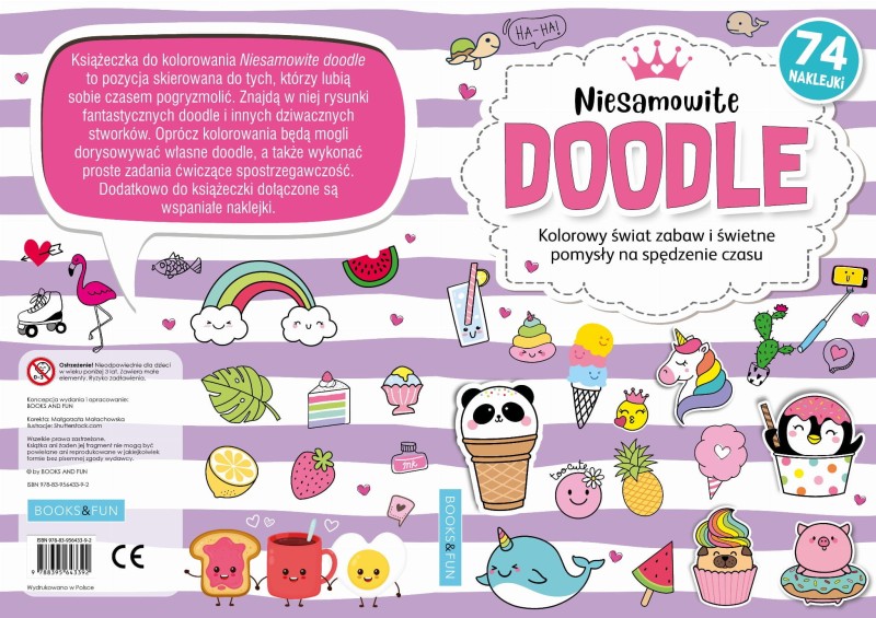 Kolorowanka z naklejkami Niesamowite Doodle - 74 naklejki