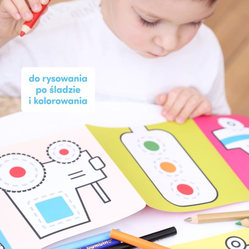Pojazdy w pracy. Dłuuugie rysowanki Rysuję po śladzie - CzuCzu