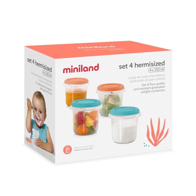 Pojemniki 4 pudełka Hermetyczne 250 ml - Miniland