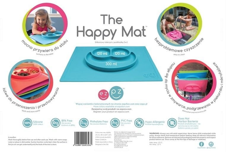 Silikonowy Talerzyk 2w1 Happy Mat Niebieski - ezpz
