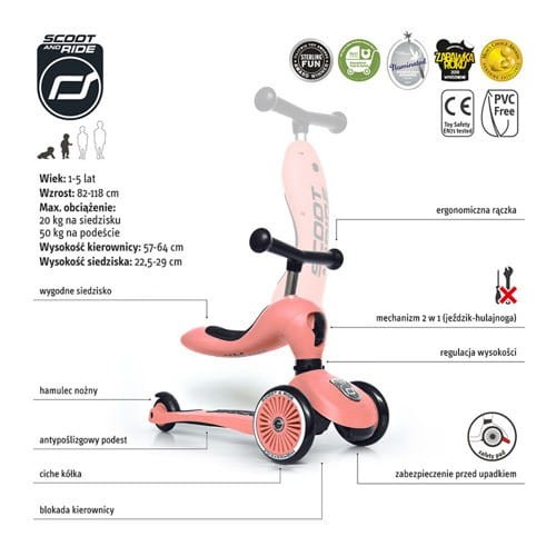 Hulajnoga Jeździk Highwaykick1 Peach Icecream - Scoot & Ride