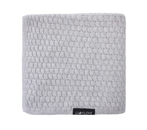 Kocyk z Wełny Merino Premium szary 90 x 90 cm - Lullalove