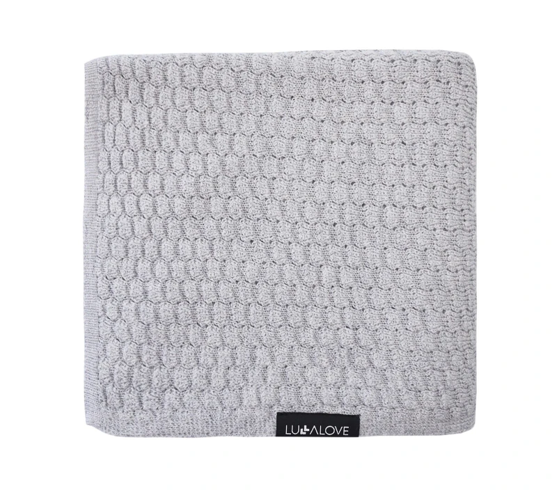 Kocyk z Wełny Merino Premium szary 90 x 90 cm - Lullalove