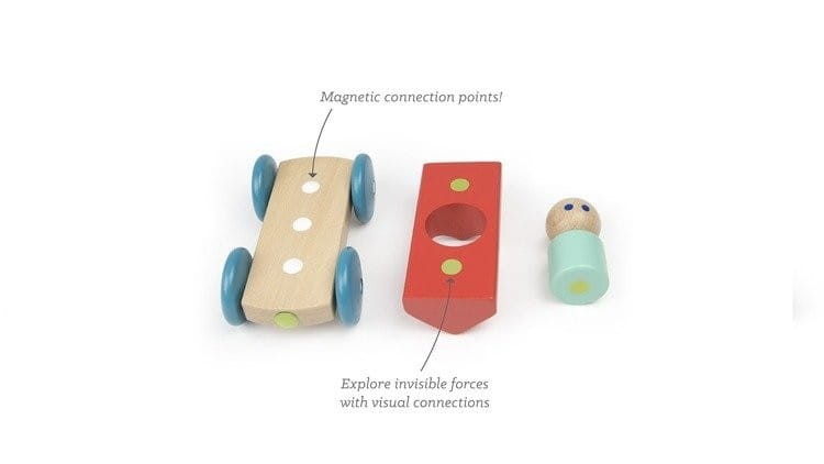Drewniane klocki magnetyczne BABY & TODDLER Czerwona Wyścigówka - TEGU