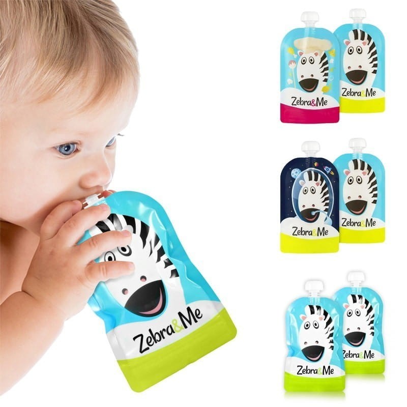 Saszetki Tubki do Karmienia Wielorazowe Chef - Zebra & Me