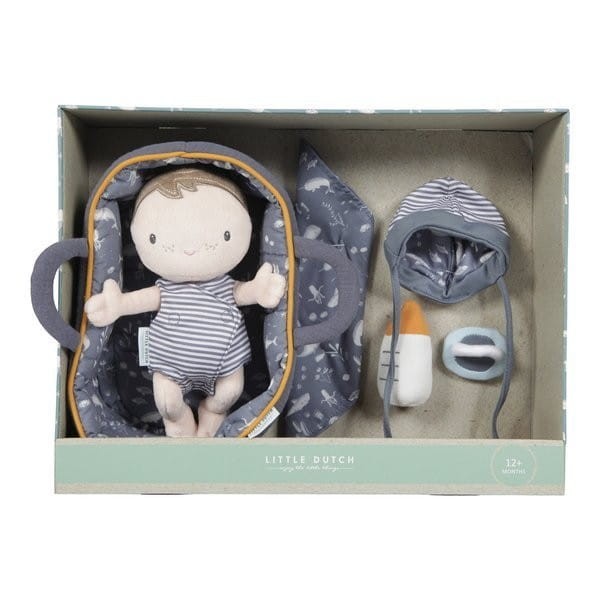 Lalka Dzidziuś w Gondoli z Akcesoriami Baby Jim 26 cm - Little Dutch