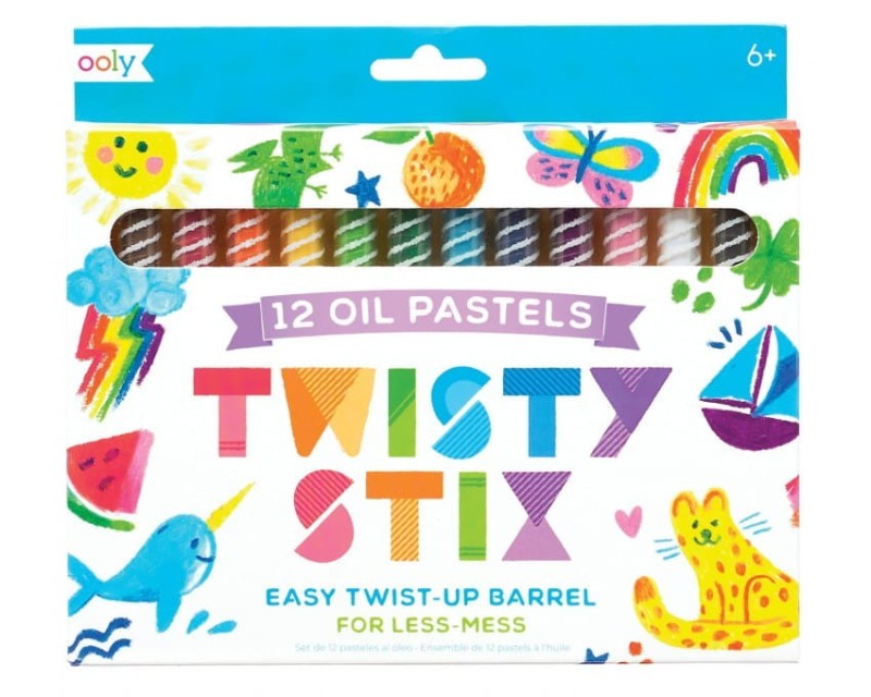 Kredki Olejne Pastelowe w Wysuwanym Etui 12 szt. Twisty Stix - Ooly