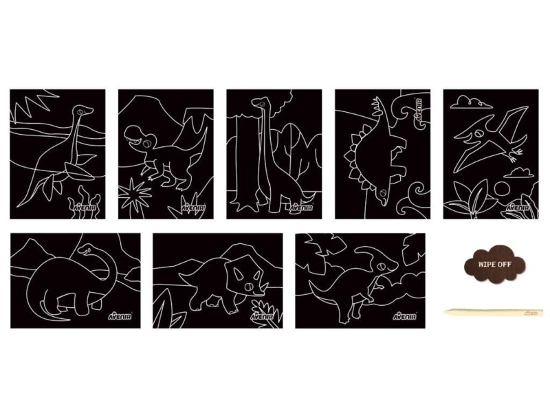 Wydrapywanki Dinozaury 8 szt. Scratch Junior - Avenir