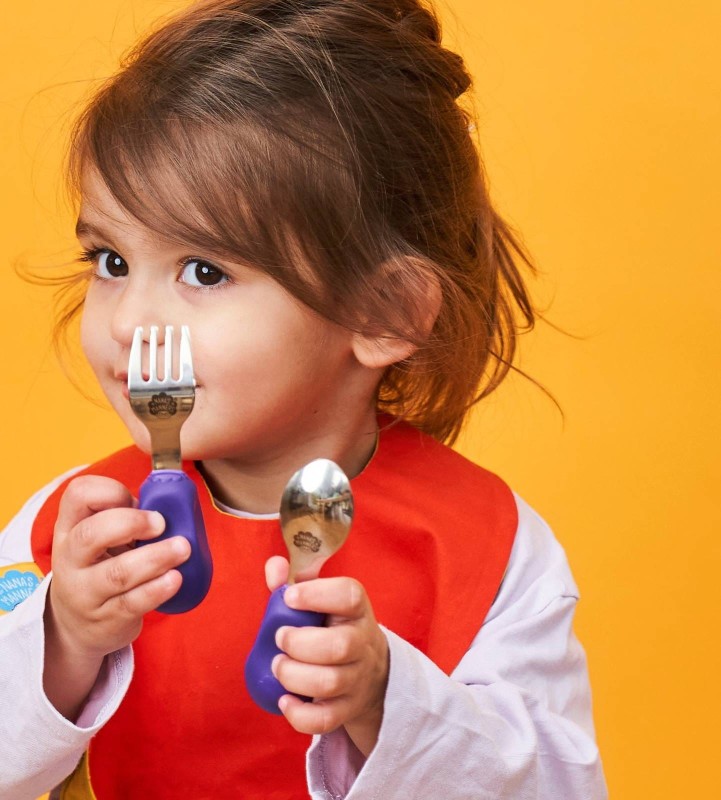 Widelec i łyżka Nana's Manners ETAP 2  Sztućce 1-3 lata Fiolet